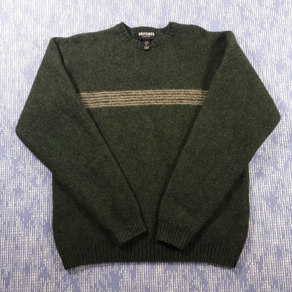 Britches Shetland Wool Sweater Womens Size Large Pullover Crew Neck Green